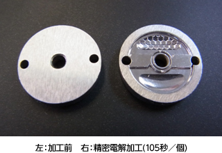 精密電解加工の実演加工
